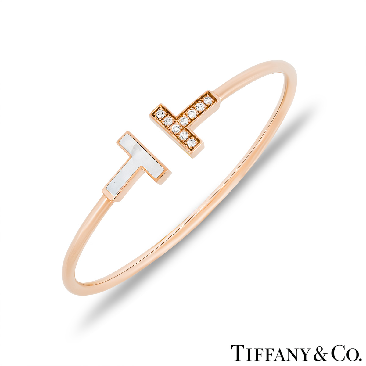 Tiffany & Co. Rose Gold Mother of Pearl & Diamond Tiffany T Wire ...